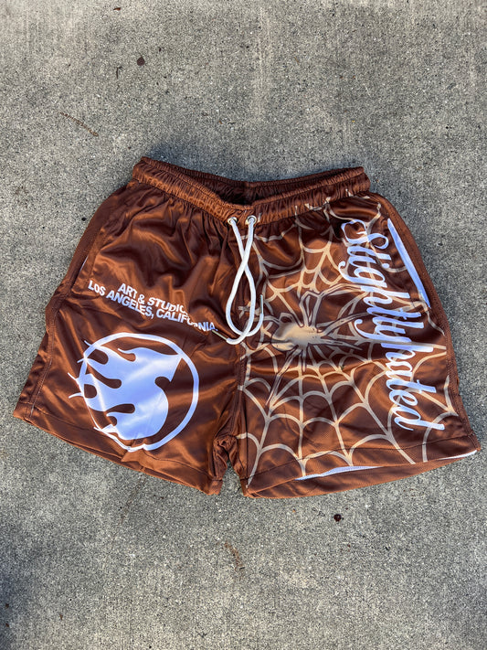 Brown Web Shorts